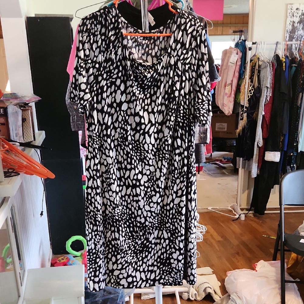 Black and White Patterned Dress George 2x